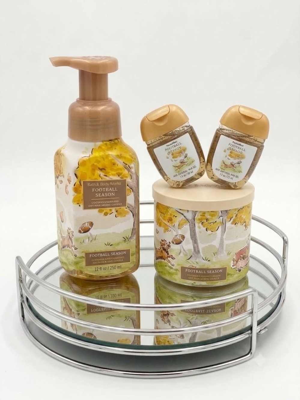 Bath & Body Works Football Season Gift Set - Candle Soap Pocketbac Dog Art